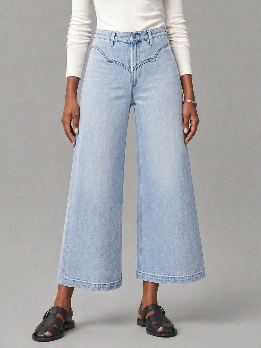 Anthropologie Pistola Lana Crop Western Stitch Wide Jeans
